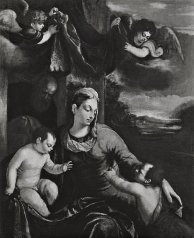 Anonimo — Bassano Jacopo - sec. XVI - Madonna con Bambino, san Giovannino e angeli — insieme